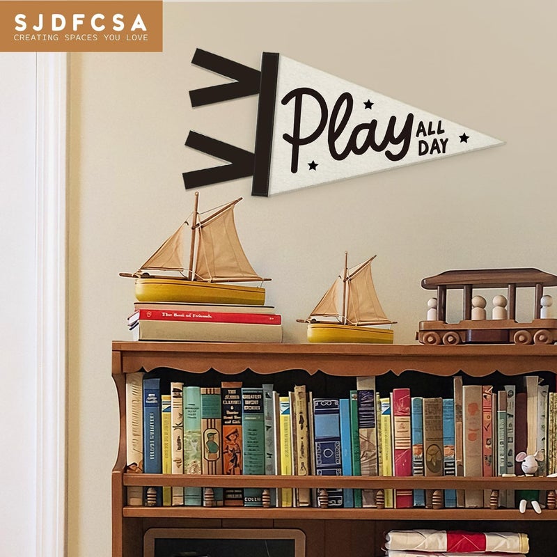 SJDFCSA Playroom Decor, Play All Day Wall Hanging Pennant Flag Banner, Play Room Wall Decorations for Kids Boys Toddler Nursery Room Bedroom Playroom Decor - Image 4